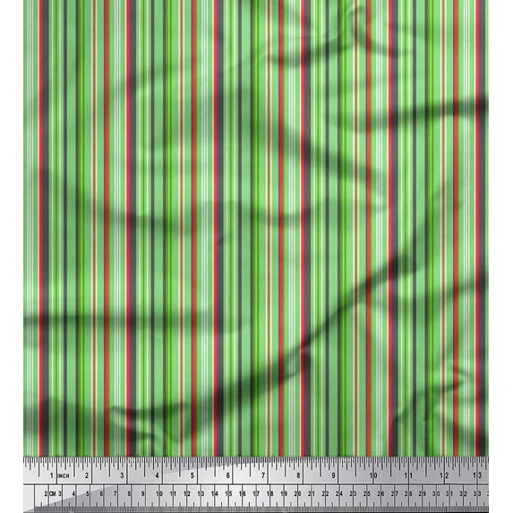 Soimoi Green Cotton Voile Fabric Vertical Stripe Fabric Prints By Yard 42 Inch Wide