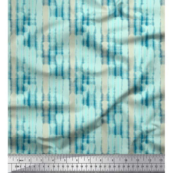 Soimoi Green Cotton Voile Fabric Vertical Stripe Print Sewing Fabric Yard 42 Inch Wide