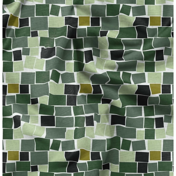 Soimoi Green Fabric - By the Yard - 56 Inch Wide - Geometric Rectangel Print Textile - Intricate and Stylish Patterns for Fashion and Decor Printed Fabric