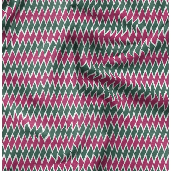 Soimoi Green Fabric - By the Yard - 54 Inch Wide - Geometric Ikat - Elegent Ikat Patterns on a Stylish Panel Print Printed Fabric