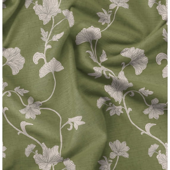 Soimoi Green Fabric - By the Yard - 56 Inch Wide - Florals Print Fabric - Elegant & Beautiful Patterns for Fashion and Home Decor Printed Fabric