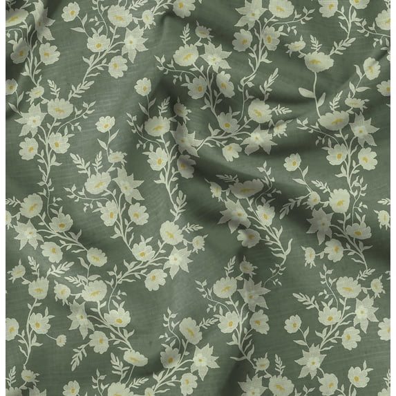 Soimoi Green Fabric - By the Yard - 56 Inch Wide - Florals Print Fabric - Elegant and Timeless Patterns for Fashion and Home Decor Printed Fabric