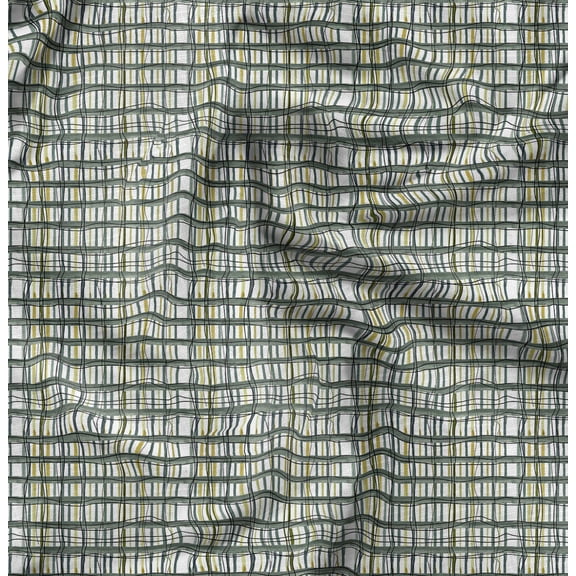 Soimoi Green Fabric - By the Yard - 42 Inch Wide - Stripes, Checks Floral Textile - Classic and Trendy Patterns for Fashionable Creations Printed Fabric