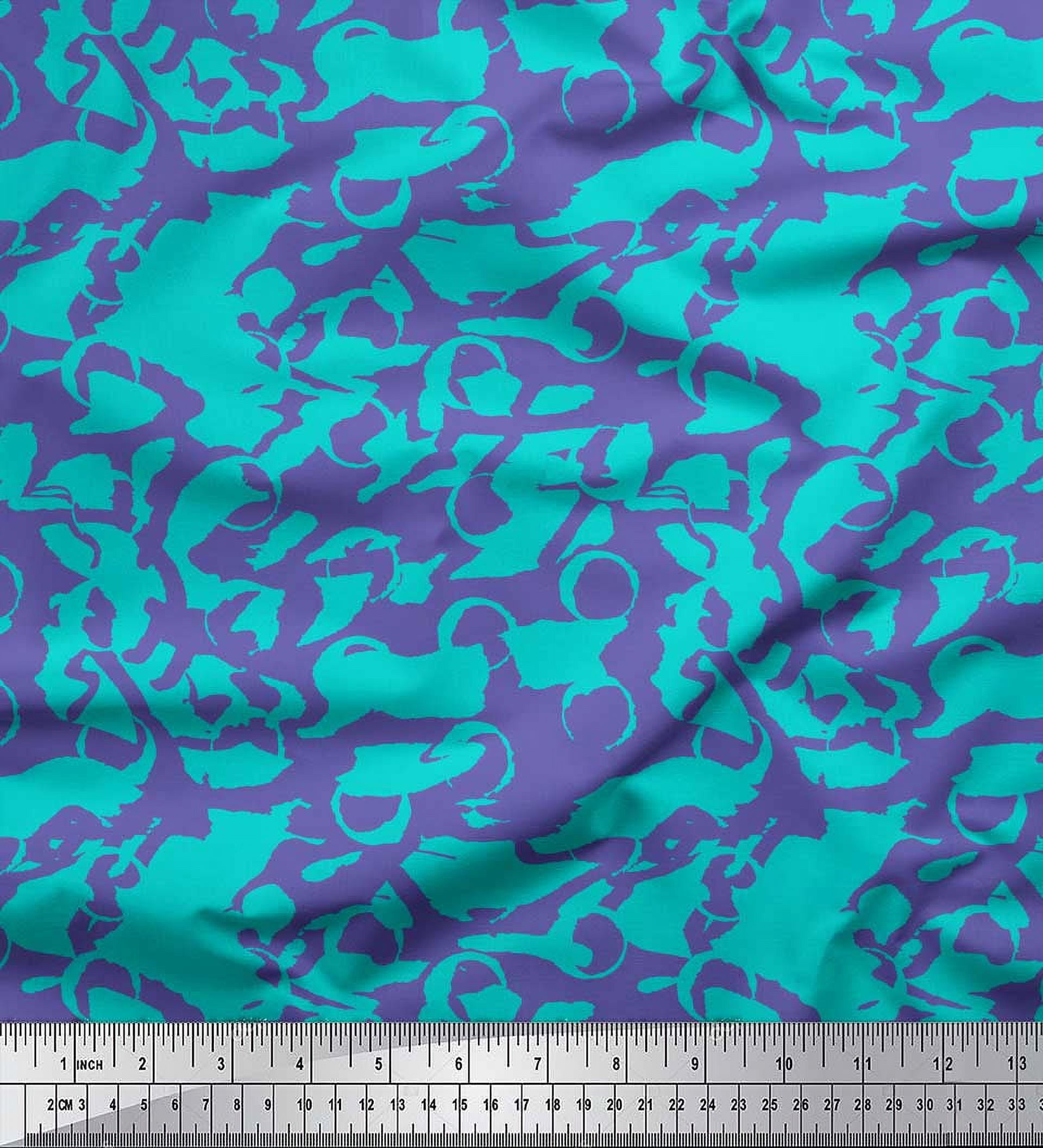 Soimoi Green Georgette Viscose Fabric Abstract Circles Abstract Print Fabric by the Yard 42 Inch Wide