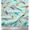 thumbnail image 1 of Soimoi Green Georgette Viscose Fabric Dot & Candies Food Print Fabric by the Yard 42 Inch Wide, 1 of 3