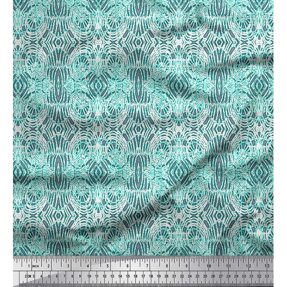 Soimoi Green Georgette Viscose Fabric Leopard Animal Skin Print Fabric by the Yard 42 Inch Wide