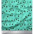 thumbnail image 1 of Soimoi Green Georgette Viscose Fabric Notes Musical Instrument Printed Craft Fabric by the Yard 42 Inch Wide, 1 of 3