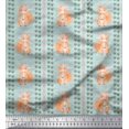 thumbnail image 1 of Soimoi Green Georgette Viscose Fabric Paw Print & Rabbit Kids Printed Fabric 1 Yard 44 Inch Wide, 1 of 3