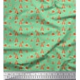 thumbnail image 1 of Soimoi Green Georgette Viscose Fabric Santa Cap & Tree Christmas Printed Craft Fabric by the Yard 42 Inch Wide, 1 of 3