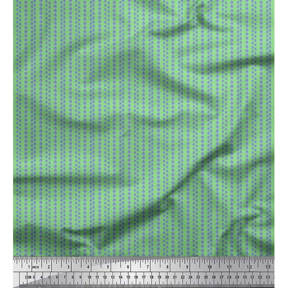 Soimoi Green Georgette Viscose Fabric Shells Ocean Print Fabric by Yard 44 Inch Wide