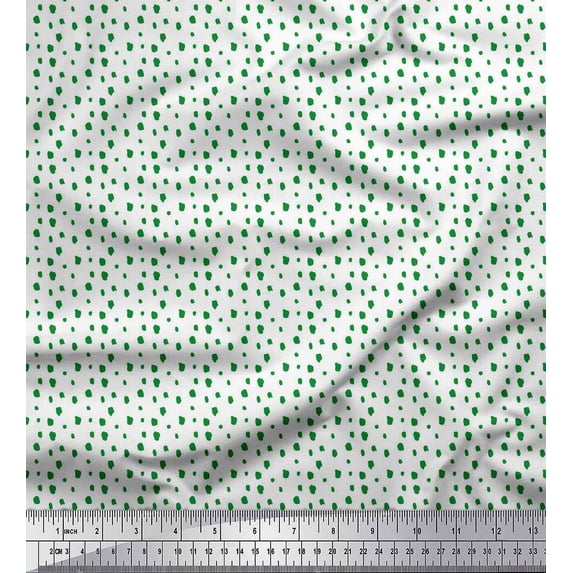 Soimoi Green Georgette Viscose Fabric Uneven Dot Brush Stroke Print Sewing Fabric Yard 42 Inch Wide
