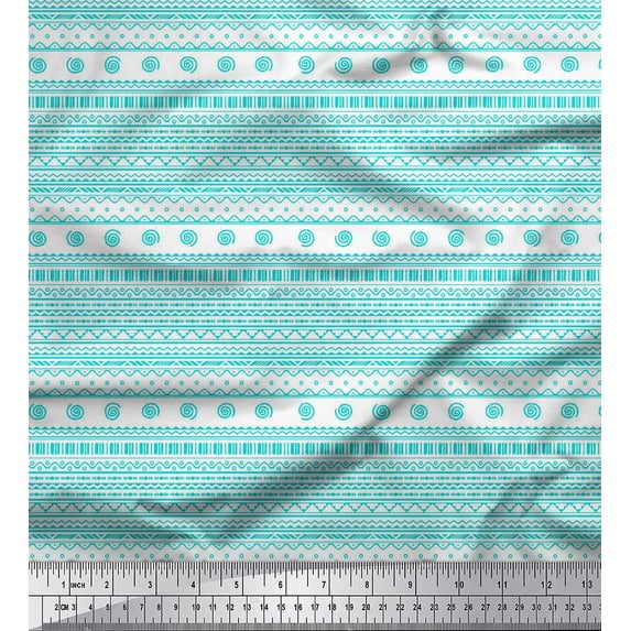 Soimoi Green Heavy Canvas Fabric African Tribal Print Fabric by the Yard 58 Inch Wide