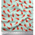 thumbnail image 1 of Soimoi Green Heavy Canvas Fabric Chilli Vegetable Printed Fabric 1 Yard 58 Inch Wide, 1 of 3
