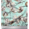 thumbnail image 1 of Soimoi Green Heavy Canvas Fabric Cotton Ball Floral Print Fabric by the Yard 58 Inch Wide, 1 of 3