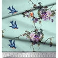 thumbnail image 1 of Soimoi Green Heavy Canvas Fabric Floral & Flowerpecker Bird Decor Fabric Printed Yard 58 Inch Wide, 1 of 3