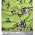 thumbnail image 1 of Soimoi Green Heavy Canvas Fabric Floral & Flowerpecker Bird Print Fabric by the Yard 58 Inch Wide, 1 of 3