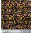 thumbnail image 1 of Soimoi Green Heavy Canvas Fabric Leaves & Grandiflora Roses Floral Printed Craft Fabric by the Yard 58 Inch Wide, 1 of 3