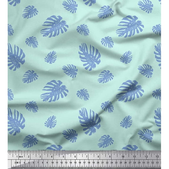 Soimoi Green Heavy Canvas Fabric Monstera Leaves Print Sewing Fabric Yard 58 Inch Wide