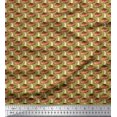 thumbnail image 1 of Soimoi Green Heavy Canvas Fabric Mushroom Vegetable Print Fabric by the Yard 58 Inch Wide, 1 of 3