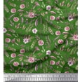 thumbnail image 1 of Soimoi Green Heavy Canvas Fabric Pecan Leaves & Rose Floral Print Sewing Fabric Yard 58 Inch Wide, 1 of 3