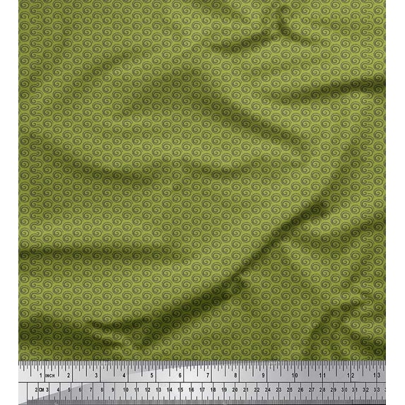 Soimoi Green Heavy Canvas Fabric Spiral & Stripe Geometric Print Fabric by Yard 58 Inch Wide
