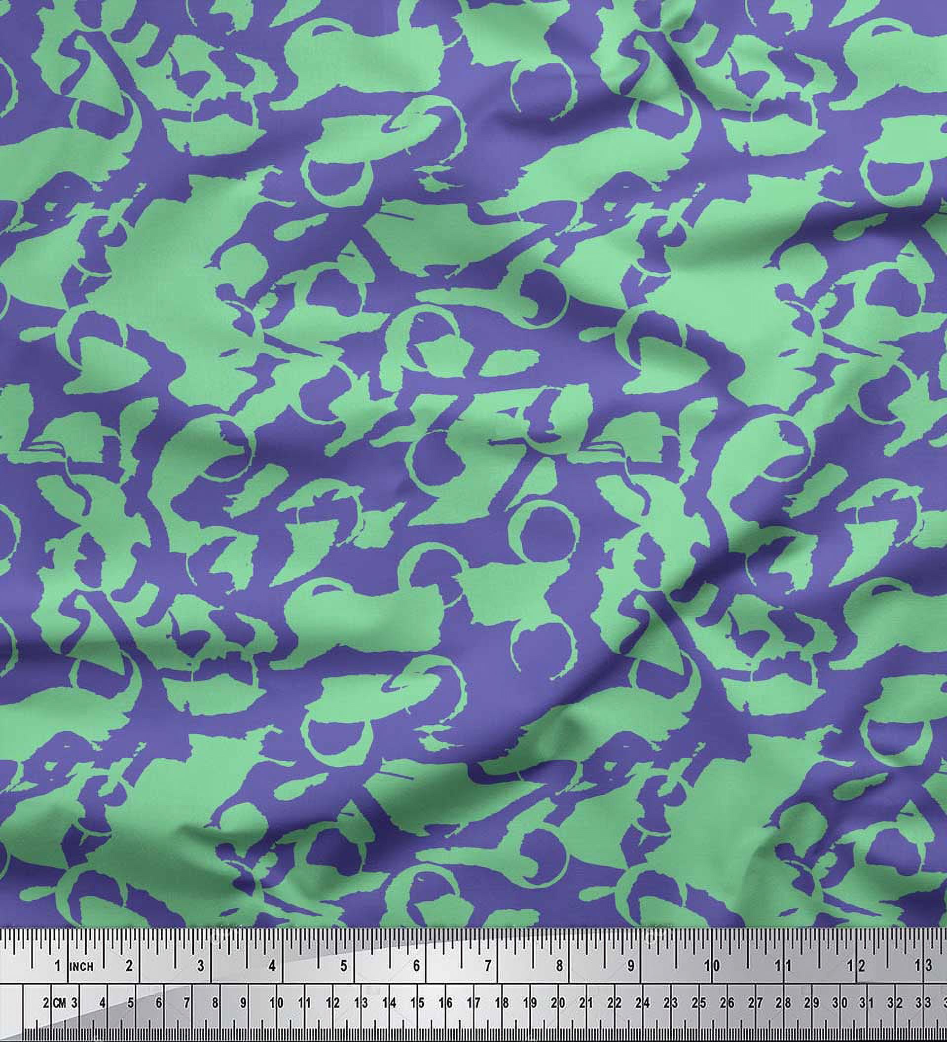 Soimoi Green Heavy Satin Fabric Abstract Circles Abstract Fabric Prints By Yard 54 Inch Wide