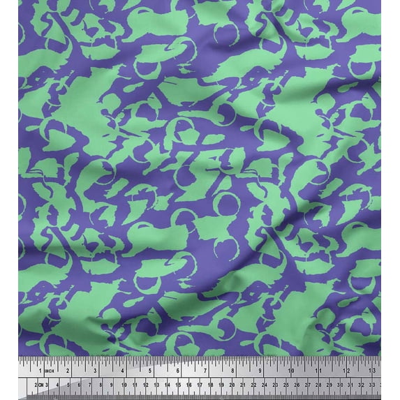 Soimoi Green Heavy Satin Fabric Abstract Circles Abstract Fabric Prints By Yard 54 Inch Wide