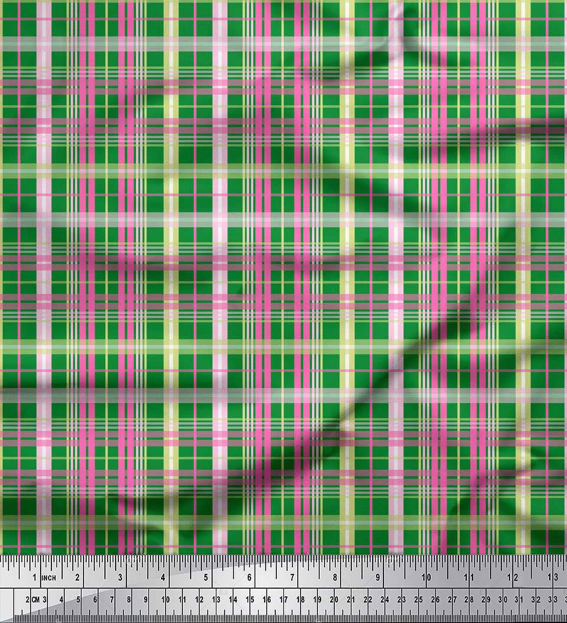 Check Print Textile Soimoi Green Heavy Satin Fabric Check Check Print Fabric by Yard 54 ...