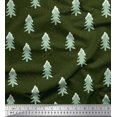 thumbnail image 1 of Soimoi Green Heavy Satin Fabric Christmas Tree Print Sewing Fabric Yard 54 Inch Wide, 1 of 3