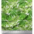 thumbnail image 1 of Soimoi Green Japan Crepe Satin Fabric Tropical Leaves Print Fabric by the Yard 42 Inch Wide, 1 of 3