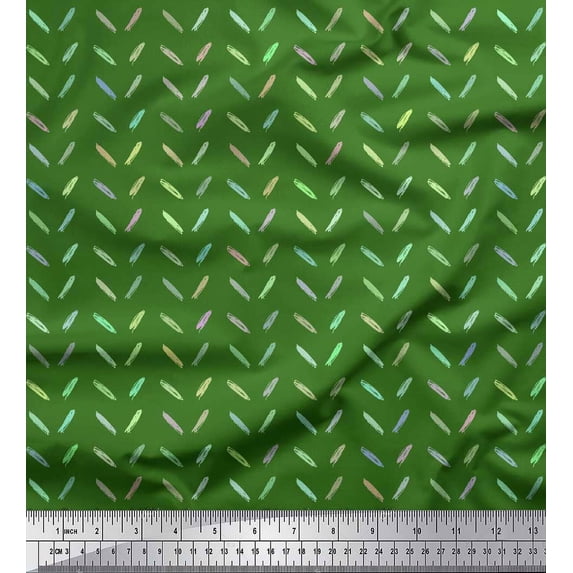 Soimoi Green Modal Satin Fabric Brush Stroke Abstract Decor Fabric Printed Yard 42 Inch Wide