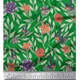 thumbnail image 1 of Soimoi Green Modal Satin Fabric Flying Bird & Floral Printed Craft Fabric by The Yard 42 Inch Wide, 1 of 1