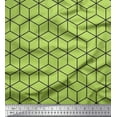 thumbnail image 1 of Soimoi Green Modal Satin Fabric Maze Cube Geometric Printed Fabric 1 Yard 42 Inch Wide, 1 of 3