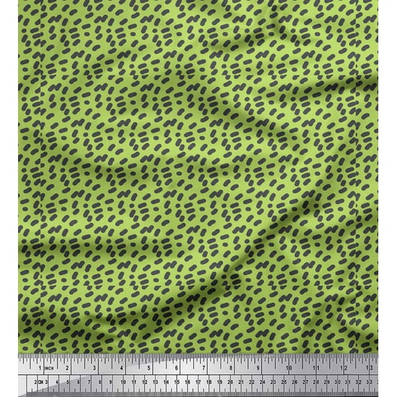 Soimoi Green Moss Georgette Fabric Brush Stroke Abstract Fabric Prints By Yard 42 Inch Wide
