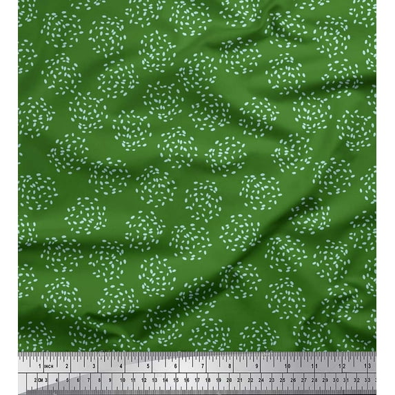 Soimoi Green Moss Georgette Fabric Dot Abstract Printed Craft Fabric by the Yard 42 Inch Wide
