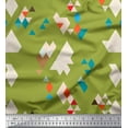thumbnail image 1 of Soimoi Green Moss Georgette Fabric Geometric Abstract Printed Craft Fabric by the Yard 42 Inch Wide, 1 of 3