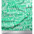 thumbnail image 1 of Soimoi Green Moss Georgette Fabric Just Love Forever Text Printed Fabric 1 Yard 42 Inch Wide, 1 of 3