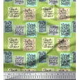 thumbnail image 1 of Soimoi Green Moss Georgette Fabric Motivational Quotes Text Fabric Prints By Yard 42 Inch Wide, 1 of 3