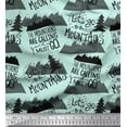 thumbnail image 1 of Soimoi Green Moss Georgette Fabric Mountains & Text Printed Craft Fabric by the Yard 42 Inch Wide, 1 of 3