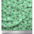 thumbnail image 1 of Soimoi Green Moss Georgette Fabric Paw Dog Print Fabric by the Yard 42 Inch Wide, 1 of 3