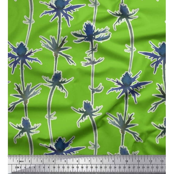 Soimoi Green Poly Georgette Fabric Artistic Floral Decor Fabric Printed Yard 42 Inch Wide