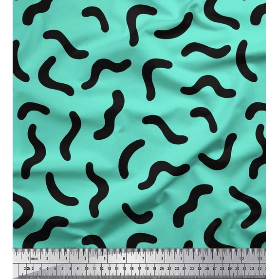 Soimoi Green Poly Georgette Fabric Brush Stroke Abstract Fabric Prints By Yard 52 Inch Wide