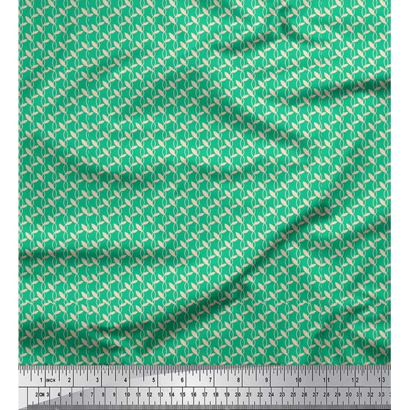 Soimoi Green Poly Georgette Fabric Chain Geometric Printed Craft Fabric by the Yard 42 Inch Wide