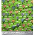 thumbnail image 1 of Soimoi Green Poly Georgette Fabric Cloud & Hot Air Balloon Holiday Printed Craft Fabric by the Yard 52 Inch Wide, 1 of 1