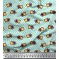 thumbnail image 1 of Soimoi Green Poly Georgette Fabric Dot & Sandwich Bread Food Printed Fabric 1 Yard 42 Inch Wide, 1 of 3