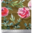 thumbnail image 1 of Soimoi Green Poly Georgette Fabric Leaves & Floral Print Sewing Fabric BTY 52 Inch Wide, 1 of 1