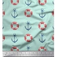 thumbnail image 1 of Soimoi Green Poly Georgette Fabric Life Ring & Anchor Hook Nautical Printed Craft Fabric by the Yard 42 Inch Wide, 1 of 1