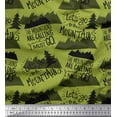 thumbnail image 1 of Soimoi Green Poly Georgette Fabric Mountains & Text Print Sewing Fabric Yard 42 Inch Wide, 1 of 3