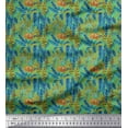 thumbnail image 1 of Soimoi Green Poly Georgette Fabric Palm Leaves Decor Fabric Printed Yard 42 Inch Wide, 1 of 3