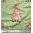 thumbnail image 1 of Soimoi Green Poly Georgette Fabric Pig Animal Decor Fabric Printed Yard 42 Inch Wide, 1 of 1